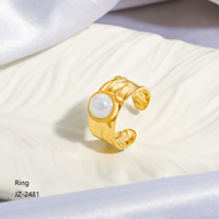 OEM ODM Maßgefertigter Vintage Großhandel Schmucklieferant 18K Goldfarben Übertriebener Geometrischer Breiter Edelstahl Unisex Fingerring