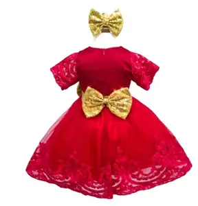 Özel bebek elbiseleri çocuk topu elbisesi kız elbise doğum günü partisi büyük pullu ilmek dantel ilk doğum günü elbise