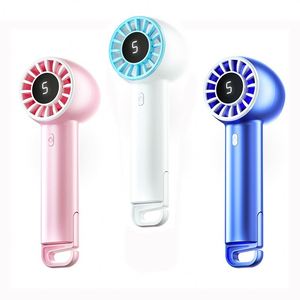 5 Speed Led Display Rechargeable Usb Small Handheld Portable Turbofan With <b>Hook</b> Mini Fan - Product Image 2