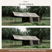 Tenda Atap Tiup Kapas Hijau 8+8m Empat Musim untuk Berkemah di Luar Ruangan, Tahan Air dengan Lem Hitam, untuk Berkemah Keluarga dan Glamping