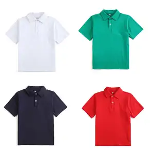 Hot Koop Custom 100% Polyester Leeg Kids Jongen Vlakte Tee Korte Mouw Tops Zomer Casual Jongens Polo T Shirts