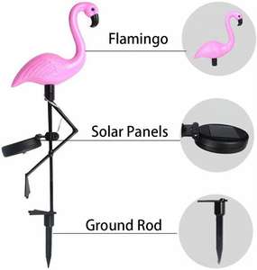 Lampe Flamant Rose LED Solaire DC 24V IP65 Étanche pour Extérieur, Décoration Paysagère de Jardin et Cour - Product Image 5