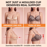 Nouveau Soutien-Gorge Push-Up 2026 en Satin avec Lettres Romantiques, Sans Armature, Fermeture Multi-Agrafes, Bandeau Large et Bretelles Ajustables – Soutien-Gorge Personnalisé pour Femme