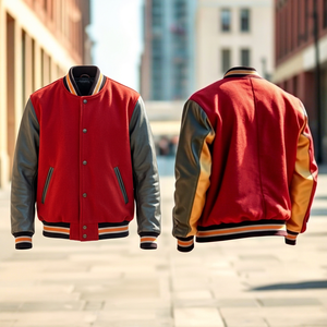 Chaqueta de Béisbol Varsity Unisex Personalizada de Fábrica, Estilo Urbano Escolar, Informal, con Parches, Resistente al Viento, con Cuello Alto - Product Image 1
