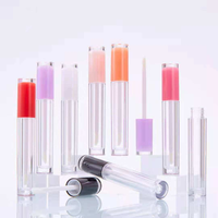 Tube de brillant à lèvres vide 5 ml rose rouge avec applicateur, emballage 5g, avec pinceau, contenants pour brillant à lèvres