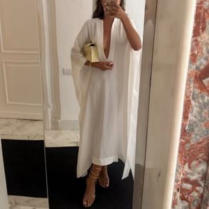 Nuevo Diseño de Primavera, Vestidos Elegantes de Alta Calidad, Vestidos Casuales Modernos y Holgados, Vestido Largo Sexy con Escote en V Profundo, Vestido de Lino para Mujer - Product Image 2