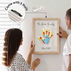 Marco Transparente de Madera Sólida para Huellas Familiares, Material de Pino, Rectangular Vertical, Impresión Artística DIY, Recuerdo con Huellas de Varias Personas - Product Image 3