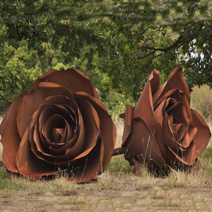 Grande sculpture de <span class=keywords><strong>rose</strong></span> en acier corten brun, décoration de rue de parc, artisanat métallique, plante, fleur, BLVE - Product Image 1