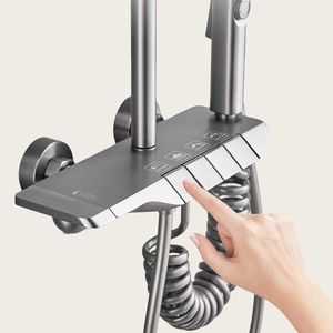 Ensemble de douche de salle de bain moderne et contemporain de luxe, robinet en laiton, mitigeur de pluie, garantie 5 ans, jet de massage huilé - Product Image 1