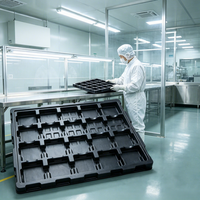 Plateau alvéolé ESD sur mesure pour salles blanches, pour le stockage de modules semi-conducteurs et composants industriels en plastique
