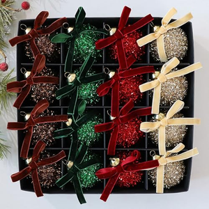 Ensemble de 6 boules de Noël colorées de luxe de 8 cm, incassables, en forme de nœud, pour la décoration de l'arbre de Noël, la décoration de la maison et les fêtes - Product Image 4