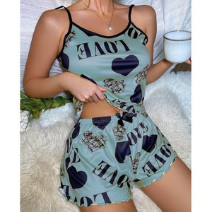 Factory Sweet 2 Stück Lounge wear für Mädchen Tägliche Westens horts für die Nacht Lässige Nachtwäsche Damen-Sets Sexy Pyjamas - Product Image 1
