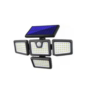 Luz de montaje en superficie ajustable para exteriores, resistente al agua activada ip55 lámpara de pared, sensor de movimiento solar, 3 cabezales, precio al por mayor