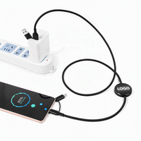 Câble de charge LED lumineux 4-en-1 coloré à logo, PD 60W, USB tressé, multi-câbles de données, cadeau promotionnel d'entreprise - Vente Flash