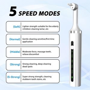 Kit électrique de polissage des dents avec lumière LED, 5 modes de vitesse et 5 têtes de brosse de rechange (blanc) - Product Image 2