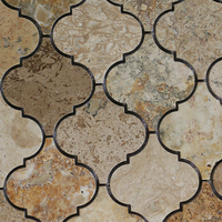 Carrelage Mosaïque Arabesque Marbre Marron Motif Lanterne Parquet Moderne pour Dosseret de Cuisine et Décoration Murale de Salle de Bain