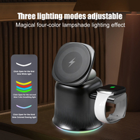 N52 stasiun pengisian daya nirkabel Magnet kuat, dengan lampu RGB desain 3 in 1 untuk telepon untuk Jam