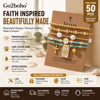 Go2hobo – Ensemble de bracelets catholiques perlés en gros, avec breloques Jésus, Vierge Marie et croix, plaqué or – Fournisseur de bijoux religieux