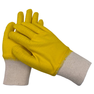 Guantes de trabajo de goma y algodón baratos de fábrica Guantes recubiertos de látex amarillo Guantes de seguridad de recubrimiento para uso general - Product Image 4