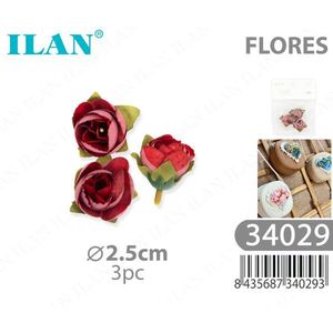 Fleurs en tissu ILAN 2,5 cm 3 pièces pour la décoration de la maison - Product Image 1