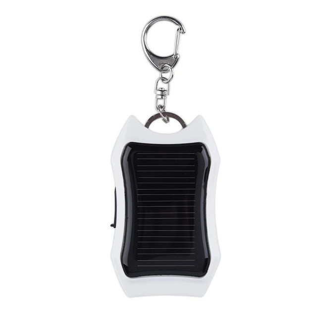 Solar Keychain Power Bank Mini Mobile Power Bank LED Flashlight USB Emergency Charge