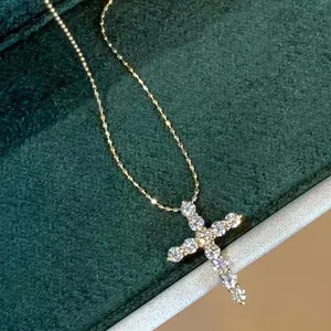 bijoux personnalisés en vermeil d'or 925 collier croix en argent sterling femmes