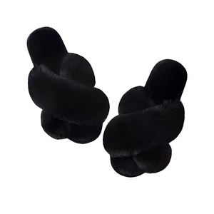 Offre Spéciale femmes mode chaud moelleux pantoufles confortable fausse fourrure croix intérieur <span class=keywords><strong>pantoufle</strong></span> poupée doux sol diapositives plat dames en peluche <span class=keywords><strong>pantoufle</strong></span> - Product Image 4