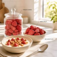Gefreeze-droogde aardbeien, knapperig, gezonde snack, yoghurt, ontbijtgranen, topping, bakken, superfood, groothandel, bulk