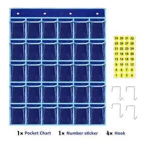 Klaslokaal Pocket Grafiek Voor Mobiele Telefoons Houder Met Nummer Stickers Haken Rekenmachine Opslag Student Muur Pouch Voor Leraar