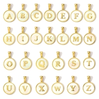 Pendentif Breloque Classique Fait Main DIY 26 Lettres Anglaises en Acier Inoxydable Coquille Ronde Initiale Accessoires Bijoux Tendance