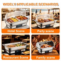 Plateau chauffant électrique à couvercle rabattable pour buffet, petit-déjeuner d'hôtel, cuisine, restaurant, réchaud de banquet de mariage, plaque chauffante, ensemble de réchauds pour fête
