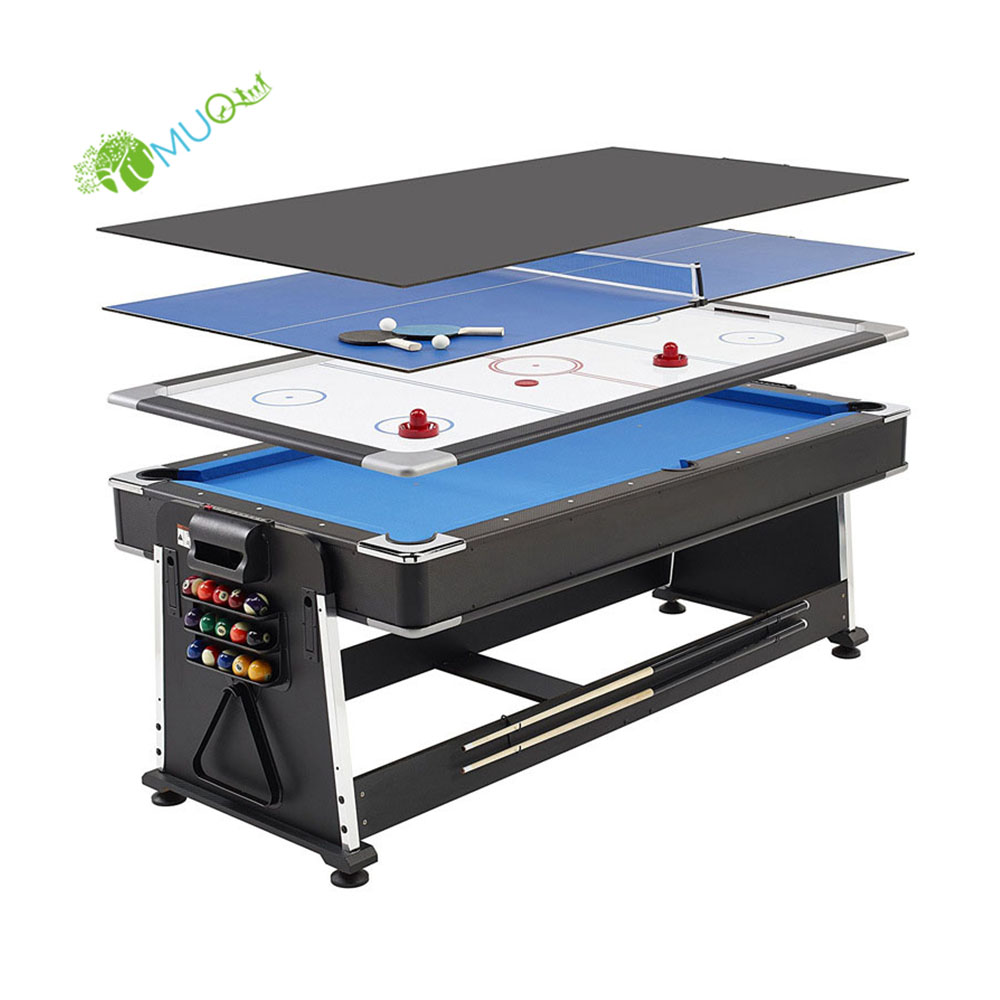 YumuQ 7 футов 3 в 1, настольные игры с несколькими бассейнами, разворотный воздушный хоккей и настольный теннис, игровой стол для семейных комнатных игр
