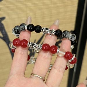 Bracelet de perles de Bouddha noir vintage de style chinois, Mantra Mani, obsidienne noire, richesse, chance, argent, Feng Shui, Pixiu - Product Image 3