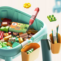 Mesa de Bloques de Construcción Multifuncional VSUCH para Niños, Mesa de Juego de Plástico para Actividades Infantiles con Cestas de Almacenamiento y Silla a Juego