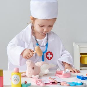 Jouet de médecin simulé de haute qualité pour enfants, jeu de rôle, traitement médical, sac en tissu en bois, ensemble de jouets de médecin - Product Image 3