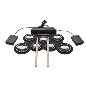 Electronic Drum Kit Foldable USB Charging Black 6 Pads With Sticks For Children <b>Musical</b> <b>Instrument</b> - Product Image 1