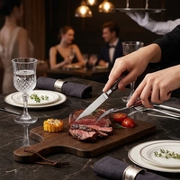 Ensemble de couteaux à steak en acier inoxydable personnalisés OEM, manche en bois, couteaux à steak, couteau de table, couverts pour restaurant et maison