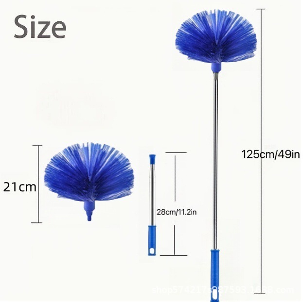 Brosse toile d'araignée télescopique bleue (longueur totale 125 cm)