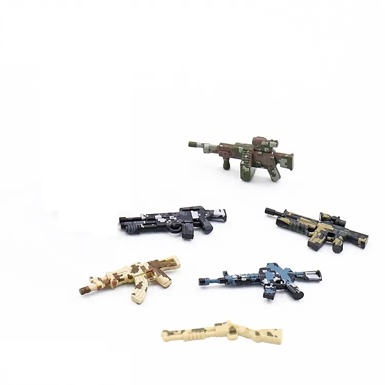 Military Swat Sniper Soldier Gun Army Accessories AK47 LSAT Light Machine Gun Shotgun PP19 Bison Submachine Gun Kids Gift Toys
