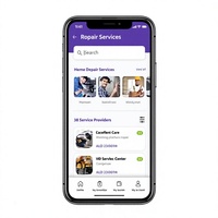 Plateforme de services locaux pour les réparations à domicile, le nettoyage et les services de beauté avec des professionnels en acier inoxydable
