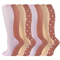 Chaussettes de compression tricotées pour femmes et hommes, fourniture ODM, soutien de la circulation 20-30 mmHg, 8 paires pour la course, les voyages et le cyclisme