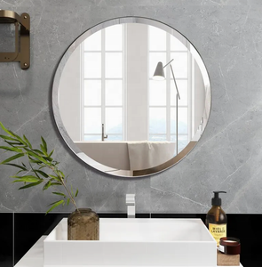 Salle de bain décorée avec mur de bain miroir en verre rond <span class=keywords><strong>meubles</strong></span> de maison modélisation décorative - Product Image 1