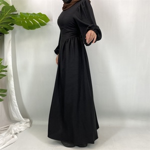 2025 New Arrival Modest Muslim Maxi <b>Dress</b> Pockets Side Pleated Design Elegant Loose Fit <b>Long</b> Sleeve Lightweight Breathable - Product Image 3