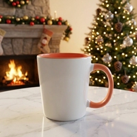 Mug Kopi Keramik Pink Cetak Warna Penuh Cetakan Vintage Klasik Keren Sublimasi Kosong Kapasitas 14 oz