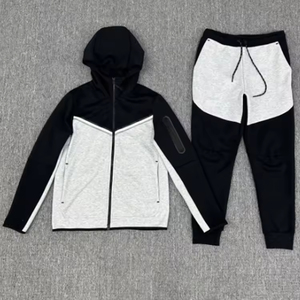 공장 디자이너 클래식 핫 세일 봄 가을 스포츠 캐주얼 지퍼 후드 작은 발 운동복 남자 <span class=keywords><strong>2</strong></span> 조각 운동복 세트 - Product Image 3