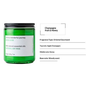 Bougie parfumée en cire de soja personnalisable, pot vert, faite à la main, sans fumée, ornement créatif pour chambre à coucher, bougie parfumée - Product Image 5