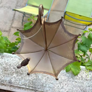 Mangiatoia per Uccelli Fatta a Mano a Forma di Ombrello, Vasca per Uccelli in Metallo, Ornamento da Giardino e Casa, Decorazione per Esterni - Product Image 4
