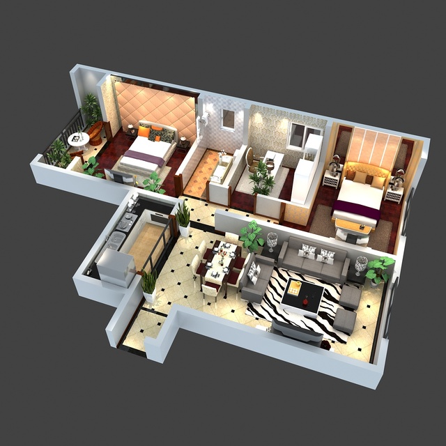 BOTON STONE Apartment 3D Rendering Interior Home Design Modern Interior Decor Ideas for House