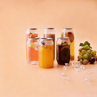 Boîtes de boissons en PET transparentes avec logo personnalisé et couvercle en aluminium pour thé au lait, cola, soda, jus