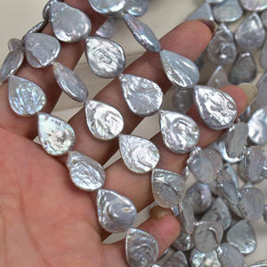 Perles de culture d'eau douce naturelles en forme de goutte baroque grises faites à la main, 14*18 mm, perles en vrac, accessoires de bijoux - Product Image 1